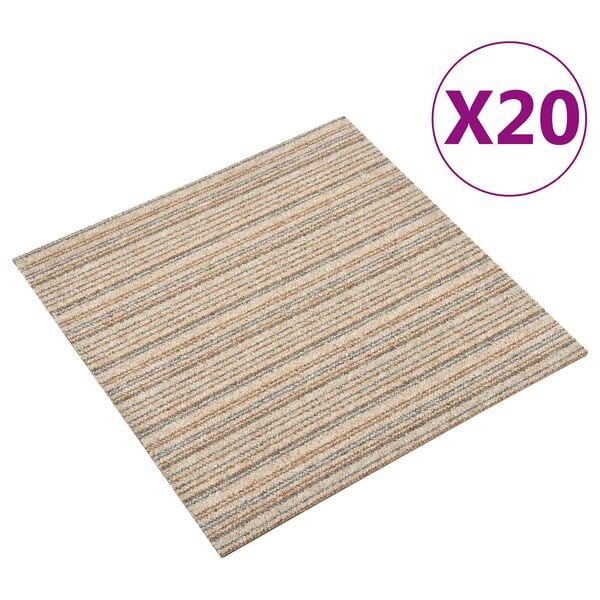 vidaXL Tappeto 20 pcs Beige Striato 50 x 50 cm 100% Polipropilene