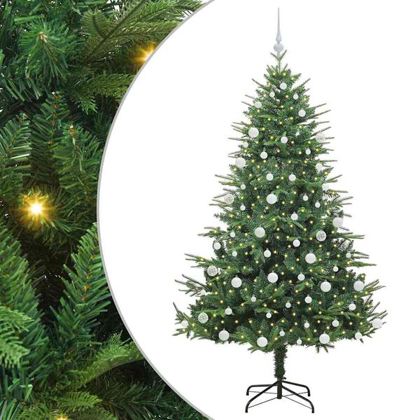 vidaXL Albero di Natale artificiale preilluminato con set di palline