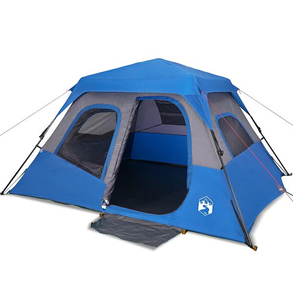 vidaXL Tenda Campeggio 6 Persone Blu Rilascio Rapido Impermeabile