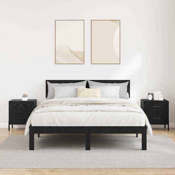 vidaXL Armadio da Notte 2 pcs Rovere Nero 40 x 35 x 47,5 cm