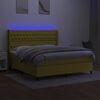 vidaXL Letto a Molle con Materasso e LED Verde 160x200 cm in Tessuto