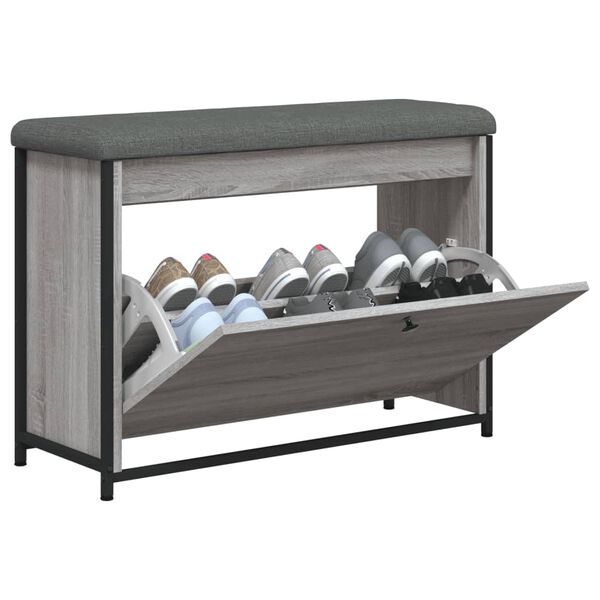 vidaXL Panca Portascarpe Cassetto Ribaltabile Grigio Sonoma 82x32x56cm