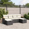 vidaXL Set Divano da Giardino 6 pz con Cuscini Nero in Polyrattan