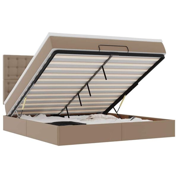 vidaXL Struttura Letto Pouf con Materasso 180x200 cm Similpelle