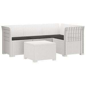 vidaXL Divano da giardino 4 posti con cuscini aspetto rattan PP Bianco