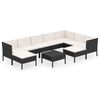 vidaXL Set Divani da Giardino 10 pz con Cuscini in Polyrattan Nero