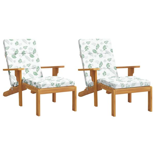 vidaXL Cuscini per Sedia a Sdraio 2 pz Motivo Foglie in Tessuto Oxford