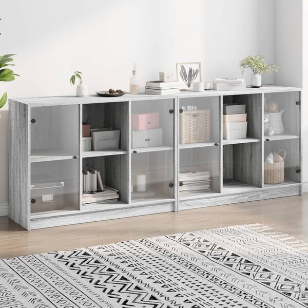 vidaXL Libreria con Ante Grigio Sonoma 204x37x75 cm Legno Multistrato