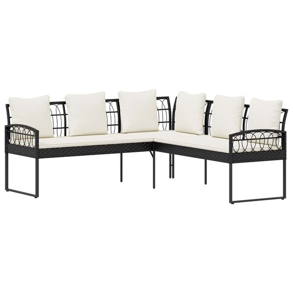 vidaXL Set di Divano da Giardino con cuscino 2 pcs Nero Acciaio