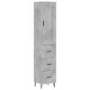 vidaXL Credenza Grigio Cemento 34,5x34x180 cm in Legno Multistrato