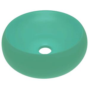 vidaXL Lavandino Lusso Rotondo Verde Chiaro Opaco 40x15 cm in Ceramica