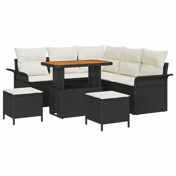 vidaXL Set Divano da Giardino 8 pcs Nero polyrattan