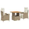 vidaXL Set da Pranzo da Giardino 3 pz con Cuscini Beige in Polyrattan