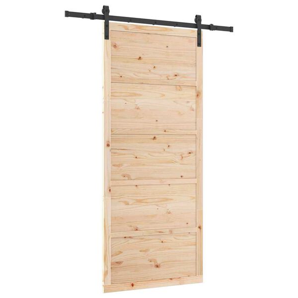 vidaXL Porta scorrevole Marrone 80 x 208 cm Legno di pino massello