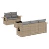 vidaXL Set Divano da Giardino 6 pz con Cuscini Beige in Polyrattan
