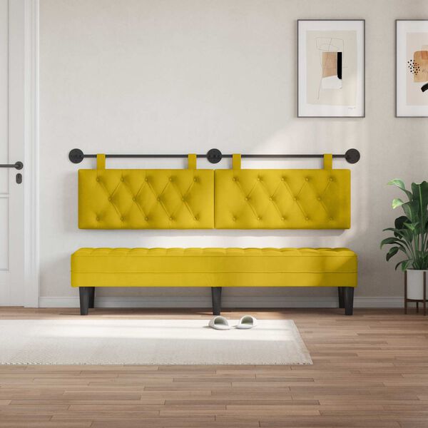vidaXL Testata appesa Giallo 170 x 55 x 7 cm Velluto