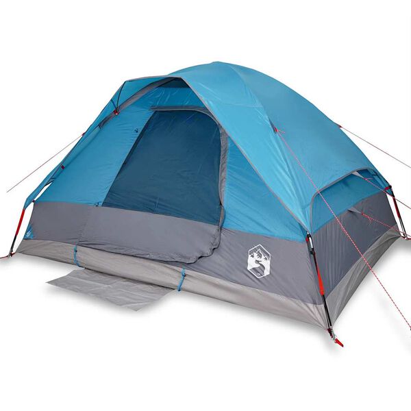 vidaXL Tenda da Campeggio a Cupola per 4 Persone Blu Impermeabile