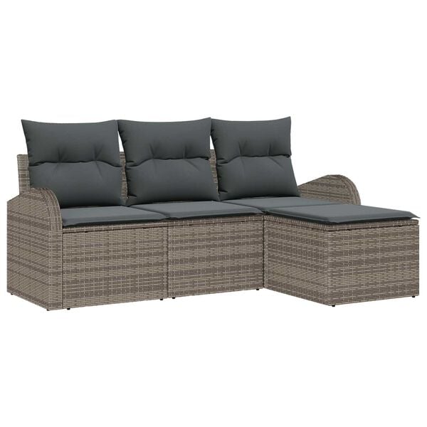 vidaXL Set di divani con cuscino 4 pcs Grigio polyrattan