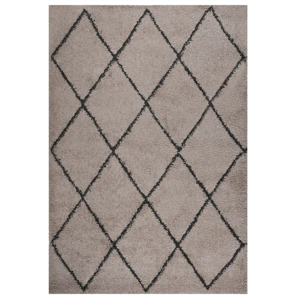 vidaXL Tappeto Shaggy a Pelo Alto Beige e Antracite 160x230 cm