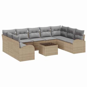 vidaXL Set Divano da Giardino 10 pcs Beige e grigio chiaro polyrattan