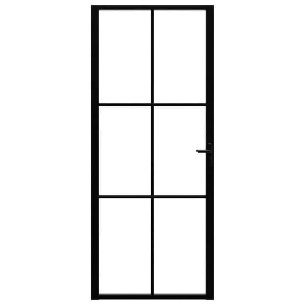 vidaXL Porta da Interno ESG Vetro e Alluminio 83x201,5 cm Nera