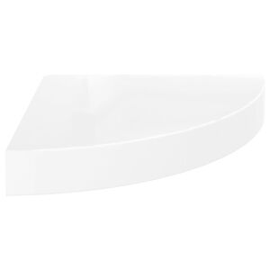 vidaXL Mensola angolare sospesa bianco lucido 25x25x3,8 cm MDF