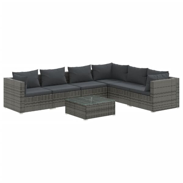 vidaXL Set Divani da Giardino 8 pz con Cuscini in Polyrattan Grigio