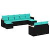 vidaXL Set Divani da Giardino 9 pz con Cuscini Nero in Polyrattan