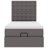 vidaXL Letto Pouf con Materasso Grigio 100x200 cm Similpelle