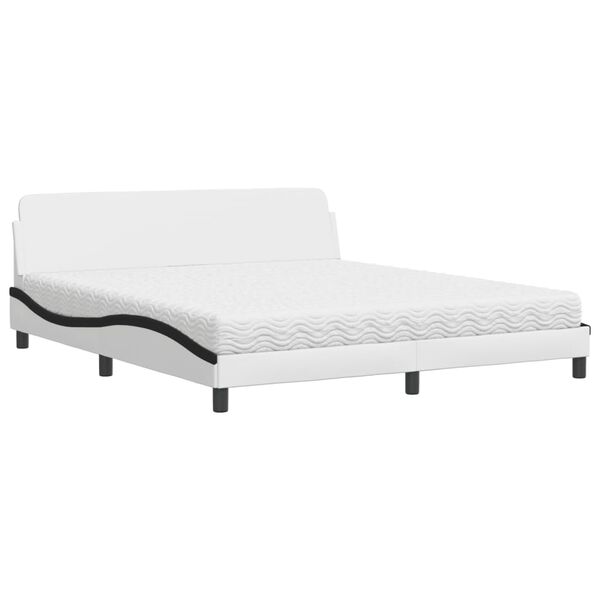 vidaXL Letto con Materasso Dover Bianco e Nero 180x200cm Similpelle