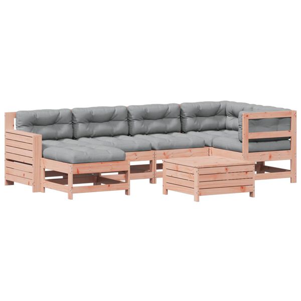 vidaXL Set Divani Giardino 7 pz con Cuscini Legno Massello di Douglas