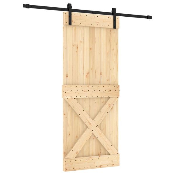 vidaXL Porta Scorrevole con Set Hardware 85x210 cm Legno Massello Pino