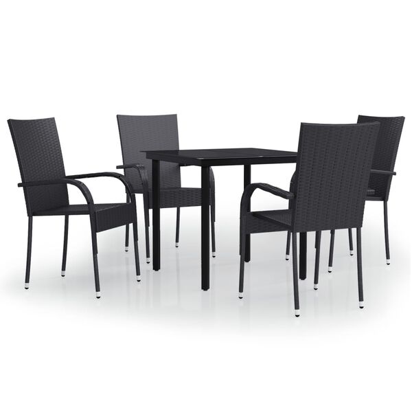 vidaXL Set Mobili da Pranzo per Giardino 5 pz Nero