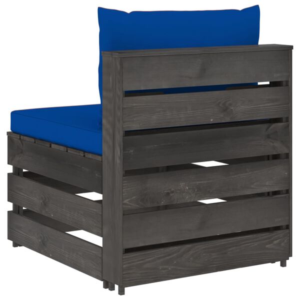 vidaXL Divano Centrale Modulare con Cuscini in Legno Impregnato Grigio