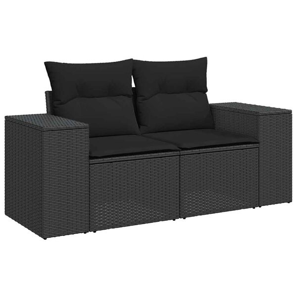 vidaXL Set Divani da Giardino con Cuscini 7pz Nero Polyrattan