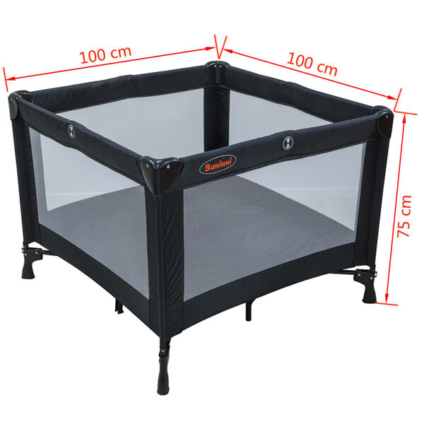 Baninni Lettino da Viaggio e Fasciatoio Nido Piazza Nero BNBT011-BK