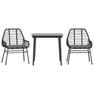 vidaXL Set da Pranzo da Giardino 3 pz con Cuscini Polyrattan Vetro