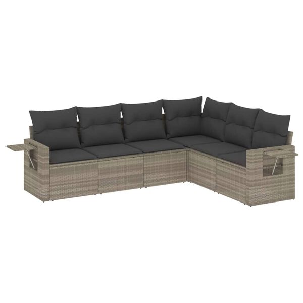 vidaXL Set Divano da Giardino 6pz con Cuscini Grigio Chiaro Polyrattan