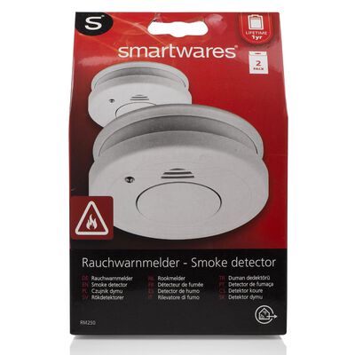 Smartwares Set da 2 Rilevatori di Fumo 10x10x3,5 cm Bianco