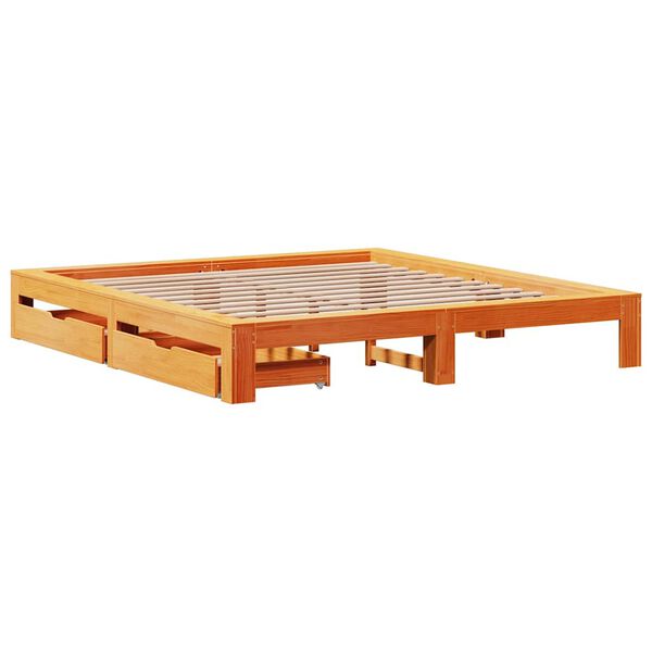 vidaXL Giroletto senza Materasso Marrone Cera 200x200 cm Legno di Pino