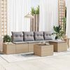 vidaXL Set Divano da Giardino con cuscino 6 pcs Beige polyrattan