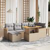 vidaXL Set Divani da Giardino 7 pz con Cuscini Beige in Polyrattan