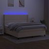 vidaXL Letto a Molle con Materasso e LED Crema 180x200 cm in Tessuto