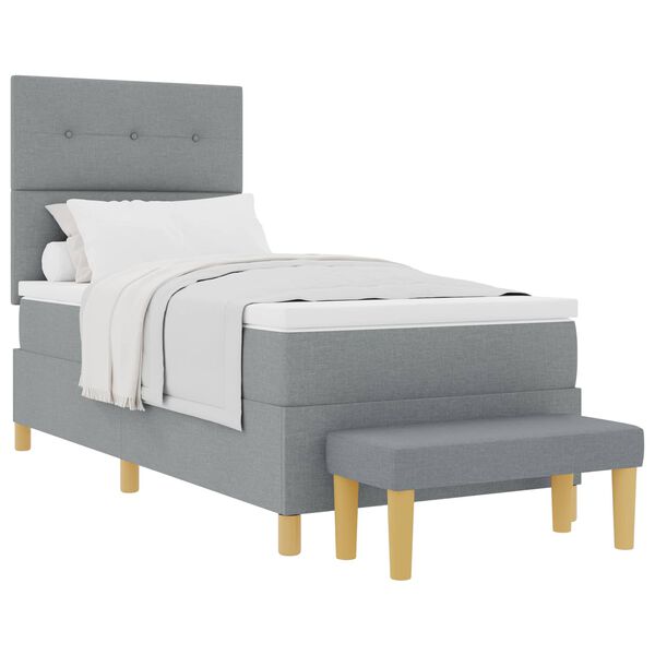 vidaXL Letto a molle con materasso Grigio chiaro 90 x 190 cm Tessuto