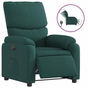 vidaXL Poltrona Elettrica Reclinabile Verde Scuro in Tessuto