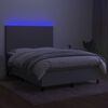 vidaXL Letto a Molle Materasso e LED Grigio Chiaro 140x200 cm Tessuto