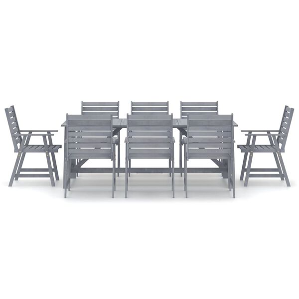 vidaXL Set Pranzo da Giardino 9 pz in Legno Massello di Acacia Grigio