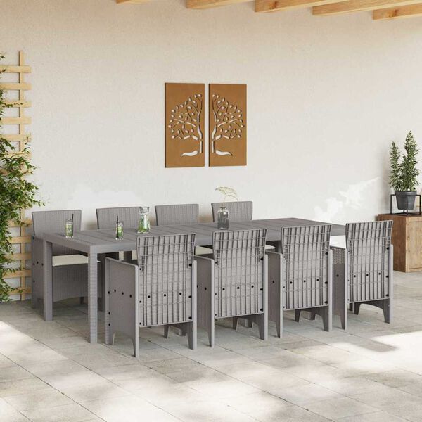vidaXL Set da Pranzo per Giardino 9 pcs Bianco Rattan Polt