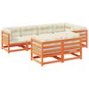 vidaXL Set Divani Giardino 7 pz con Cuscini Marrone Cera Massello Pino