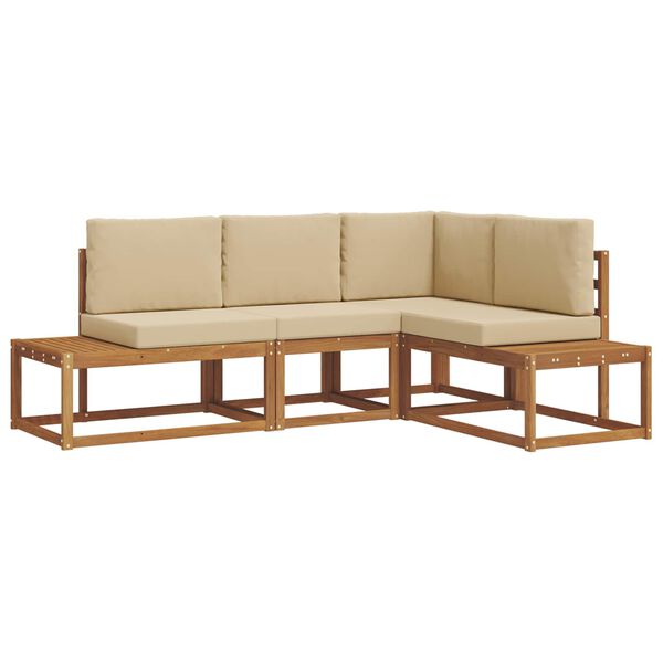 vidaXL Set di divani da esterno con cuscino 4 Pezzo Naturale e Beige